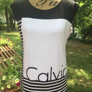 Calvin Klein Colorblock Signature Logo Striped Top
